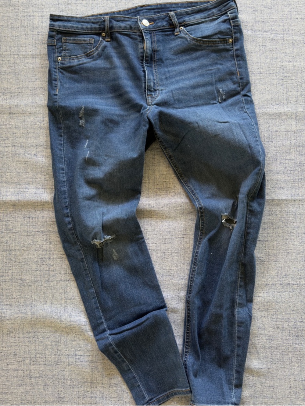 H&M Navy Blue Ripped Skinny Jeans